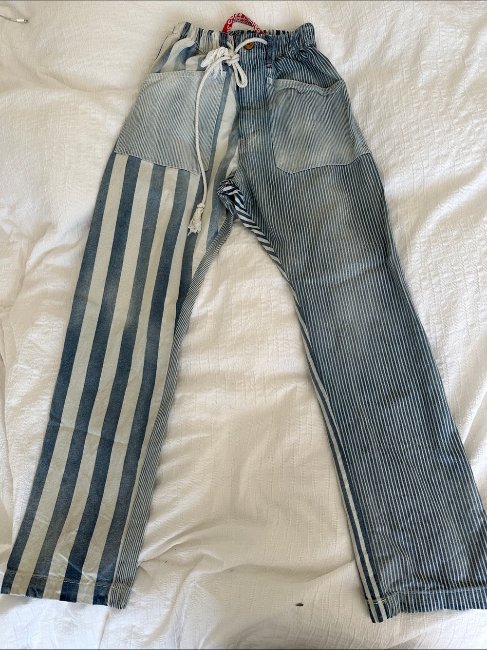 NWOT Dr. Collectors Hollywood Striped Mixed Print Patchwork Pants Drawstring